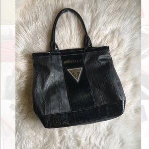 VINTAGE GUESS Snakeskin & Leather Black Purse